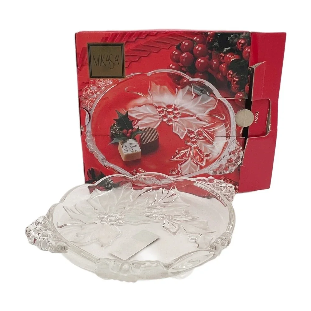 2 Mikasa German‎ Christmas Crystal Dishes Christmas Story & Bloom Candy Sweets